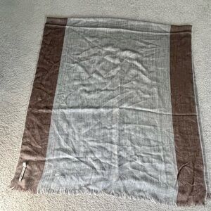 Alicia Adams Alpaca and Silk Large Scarf or Wrap in Brown & Gray, Designer Wrap
